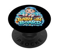 Baby On Board Cute Boy Skateboard Esperando Embarazo Broma PopSockets PopGrip Adhesivo