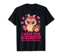 Baby Owl I Wear Pink For My Friend Concientización sobre el cáncer de Mama Camiseta
