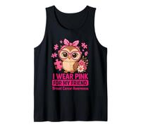 Baby Owl I Wear Pink For My Friend Concientización sobre el cáncer de Mama Camiseta sin Mangas