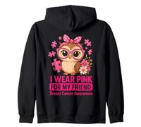 Baby Owl I Wear Pink For My Friend Concientización sobre el cáncer de Mama Sudadera con Capucha