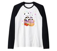Baby Panda Donuts Lovers Pink Blue Estrellas, Vibraciones positivas Camiseta Manga Raglan