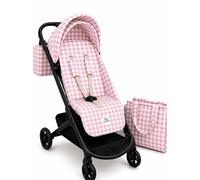 Baby Pasitos Colchoneta Bebé Universal 34x84 cm y/o Bolso Organizador Carro 35x33x10 cm - Accesorios Silla Paseo - Transpirable 3D - Pack Disponible (Pack Bolso y Colchoneta Cuadros Rosa)