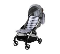 Baby Pasitos Colchoneta Bebé Universal 34x84 cm y/o Bolso Organizador Carro 35x33x10 cm - Accesorios Silla Paseo - Transpirable 3D - Pack Disponible (Colchoneta Cuadros Negro)