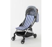 Baby Pasitos Colchoneta Bebé Universal 34x84 cm y/o Bolso Organizador Carro 35x33x10 cm - Accesorios Silla Paseo - Transpirable 3D - Pack Disponible (Colchoneta Rayas Azul)