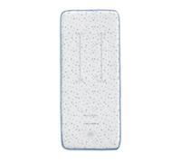 Baby Pasitos Colchoneta Universal Silla de Paseo Bebé 84x34 cm, Tejido 3D Transpirable, Funda Acolchada para Carrito, Varios Diseños y Colores (Topos Blanco Azul)