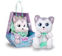 BABY PAWS Sleeping Puppies Husky- Peluche Interactivo con Sonidos que Abren y Cierran los Ojitos e Incluyen una Bolsita-Manta-Regalo óptimo para Niños y Niñas +3 Años