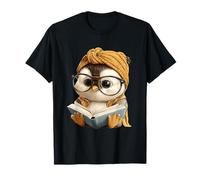 Baby Penguin Blue Book Reading Animal Lover Retrato gráfico Camiseta