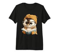 Baby Penguin Blue Book Reading Animal Lover Retrato gráfico Camiseta Premium