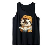 Baby Penguin Blue Book Reading Animal Lover Retrato gráfico Camiseta sin Mangas