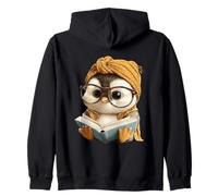 Baby Penguin Blue Book Reading Animal Lover Retrato gráfico Sudadera con Capucha
