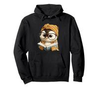 Baby Penguin Blue Book Reading Animal Lover Retrato gráfico Sudadera con Capucha