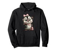 Baby Penguin Kawaii Character Pink Leopard Glasses Retrato Sudadera con Capucha