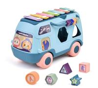 Baby Percussion Toy, juguete de autobús musical - Piano tocando de juguete con música/luz,Early Education Puzzle Story Story Machine Preschool Story Contar el vehículo para 1-3 para