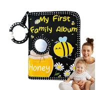 Baby Photo Albums, First Photo Albums, 7,3 x 5,5 pulgadas Bee Print Soft Cloth Scrapbook with Safe Mirror, Keepsake Book for Expecting Parents, Wedding Memories and Birthday