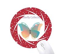 Baby Pink & amp; Blue Butterfly Collection Wheel Mouse Pad de Goma roja Redonda
