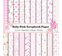 Baby Pink Scrapbook Paper 8x8 - Baby Girl Nursery, Bows & Hearts Designs (40 Sheets): Single-Sided Craft Paper for Scrapbooking, Baby Albums, Card Making & Baby Shower Crafts