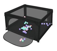 Baby Playpen plegable,gran patio de juego, Playpen para niños y niños, bolígrafos de juego para niños y niños con puerta, pluma de juego portátil de interior y exterior-120 * 120 * 66 cm-negro