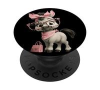 Baby Pony Kawaii Caballo Rosa Leopardo Gafas Retrato Gráfico PopSockets PopGrip Adhesivo