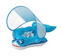 Baby Pool Float, Skin Friendly Swimming Float, 17.72-20.47 Inches UV Protection Shade Ring in Fun Shark Shape, Toddler Boy Toys for Beach, Outdoor Backyard Play, Easy Inflation, Blue