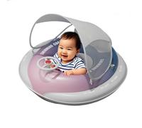 Baby Pool Float with Canopy, Inflatable Pool Floating with Shade, Comfortable Swimming Seat with Loud Trumpet Toy, Sun Protection Float for Toddler, Children, Ideal for Beach, Lake