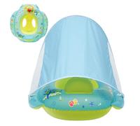 Baby Pool Float with Canopy, Inflatable Swim Float for Kids, PVC Safety Sun Protection, Cartoon PVC Padded Bath Seat, Steering Wheel Toy for 1-4 Years Old Girls, Beach, Lake 70x701cm