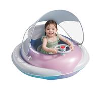 Baby Pool Float with Canopy, Inflatable Swimming Seat, Floating Toy with Trumpet, 25.2x24.02 Inches, Sunshade Cover Design, Water Fun Ride for Toddler Children Boys Girls