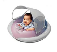 Baby Pool Float with Canopy, Inflatable Swimming Seat, Shaded Floating Toy with Trumpet, Compact Sturdy Safe Water Fun Accessory for Toddler, Boys, Girls, Children Summer Use