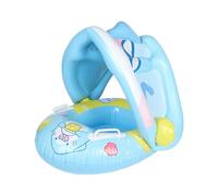 Baby Pool Float with Canopy, Inflatable Water Ring Tube with Sunshade Roof and Safety Seat Support, Featuring A Reinforced Seat Cushion, Made of PVC Material, 21.65x27.56x27.56in