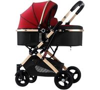 Baby Pram Stroller for Newborn, 2 in 1 Baby Stroller for Infant and Toddler, Lightweight Baby Pushchair High Landscape Baby Carriage Two-Way Pram Trolley Ideal for 0-36 Months(Red)
