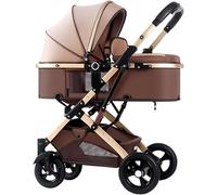 Baby Pram Stroller for Newborn, 2 in 1 Baby Stroller for Infant and Toddler, Lightweight Baby Pushchair High Landscape Baby Carriage Two-Way Pram Trolley Ideal for 0-36 Months(Brown)