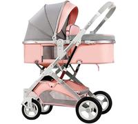 Baby Pram Stroller for Newborn, 2 in 1 Baby Stroller for Infant and Toddler, Lightweight Baby Pushchair High Landscape Baby Carriage Two-Way Pram Trolley Ideal for 0-36 Months(Pink)