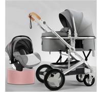 Baby Pram Stroller for Newborn, 3 in 1 High View Baby Stroller for Toddler & Infant Baby Pram Pushchair Carriage Newborn Reversible Bassinet with Mosquito Net, Foot Cover(Gray)