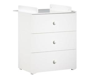 Baby Price - Cómoda y cambiador de 3 cajones, diseño básico con tiradores en forma de bola, color blanco blanco