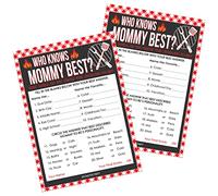 Baby-Q Barbacoa Baby Shower - Actividad de fiesta de revelación de género - Who Knows Mommy Best Game Cards - 20 unidades
