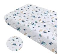 Baby Safe Sábana bajera Next To Me Sábanas Cuna Cubrecolchón para cuna 120x60 cm, 100% algodón orgánico Certificado OEKO-TEX Cubrecolchón para niños | Ciervo Azul