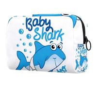 Baby Shark - Bolsa de cosméticos con burbujas azules para mujer, neceser de viaje, bolsa organizadora de maquillaje grande con cremallera, multicolor, 18.5x7.5x13cm/7.3x3x5.1in, Neceser