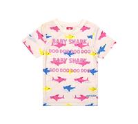 Baby Shark Glitter All Over Shark Print Camiseta Rosa para niña