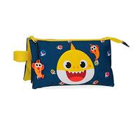BABY SHARK My Good Friend Estuche Tres Compartimentos Niños Unisex, Azul