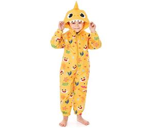 Baby Shark Traje de charco para niños Niños Niñas Niños Pequeños Todos en un Impermeable | Coral Canción de la familia del tiburón amarillo | Manga larga con puños Play Walking Jacket