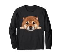 Baby Shiba Inu Puppy Closeup Face Retrato de Perro Manga Larga