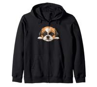 Baby Shih Tzu Puppy Closeup Face Retrato de Perro Sudadera con Capucha