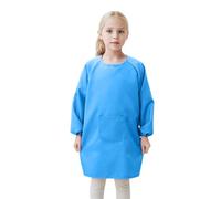 Baby Shirt Schwarz Kinderkittelschürze mit Tasche für Kinder künstler-MalDelanten, Kittel mit Langen Ärmel T Shirt beschriften Kinder, azul, 8-12 años