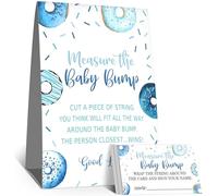 Baby Shower Games Measure the Baby Bump Sign, How Big is Mommy's Belly Party Favors Supplies, letrero de pie Kraft de 5 x 7 pulgadas y 50 tarjetas de adivinación, Bule Donut Sprinkle