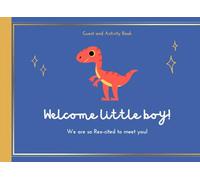 Baby Shower Guest and Activity Book for Boy:: Baby Dinosaur Guestbook + Prediction Games and photo Pages INCLUDED! Guest Sign-In and more | Blue and Gold