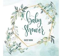Baby Shower Guest Book: baby shower GuestBook with Wishes & Advice for Parents, Leaves & Gold Frame Cover Edition, Tropical Safari Jungle Theme