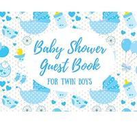 Baby Shower Guest Book for Twin Boys: Blue Prams and Polka Dots