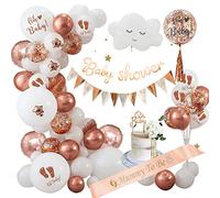 Baby Shower Niña, Decoracion Baby Shower Oro Rosa Unisex Baby Shower Globos Mummy to Be Faja Pancartas Decoración Bautizo Niña Baby Shower Adornos Tartas Oh Baby Fiesta de Revelacion Sexo Bebe