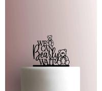 Baby Shower - Oso de peluche con texto en inglés «We Can Bearly Wait» - Decoración acrílica para tartas de 8 pulgadas de ancho/azul