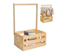 Baby Shower Present Basket, Practical Baby Shower Basket, Compact Baby Storage Crate, Baby Present Crate, Nursery Storage Crate, Wooden Baby Shower Crate With Hanger Rack for Clothes Socks Shoes Toys