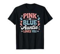 Baby Shower rosa o azul Auntie Loves You Camiseta